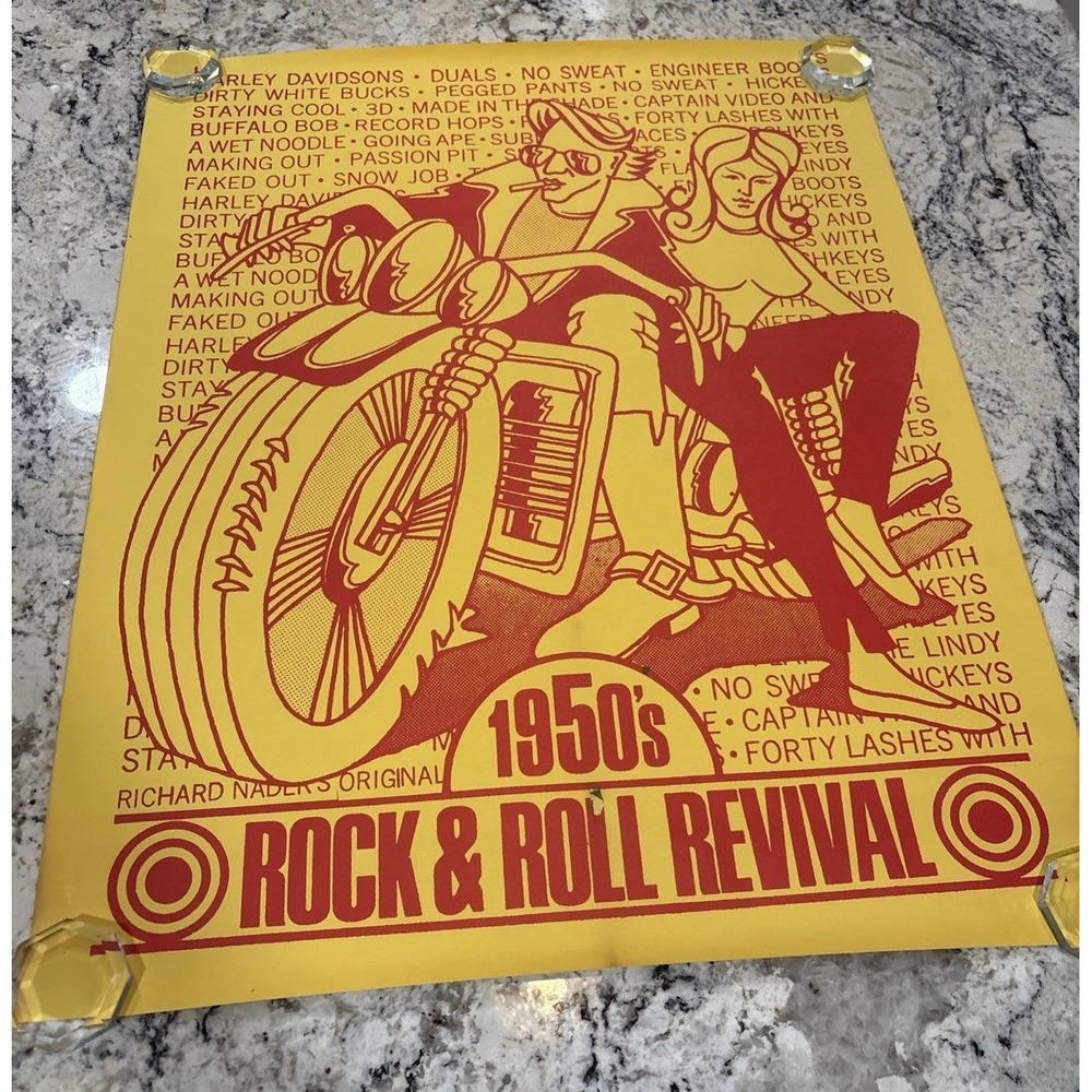 VTG Rare Richard Nader Original 1950S Rock 'N' Roll Revival Poster Motorcycle